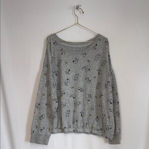 Gray Snoopy Print Women's Sleep Shirt